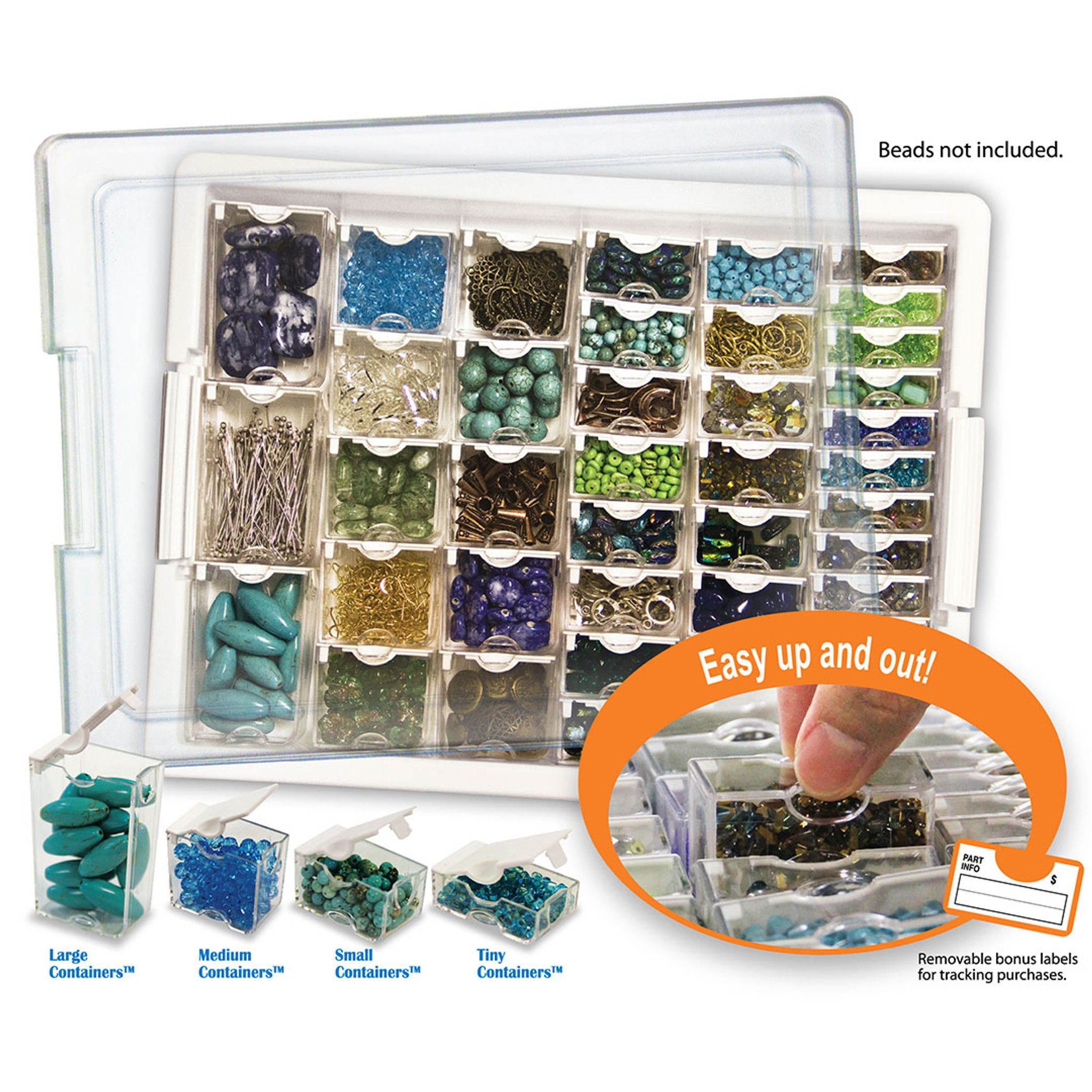 Bead Storage Solutions Elizabeth Ward 14,785 Piece Assorted Glass and Clay  Beads Set with Plastic See-Through Stackable Tray Organizer, Elizabeth Ward Bead  Storage Containers