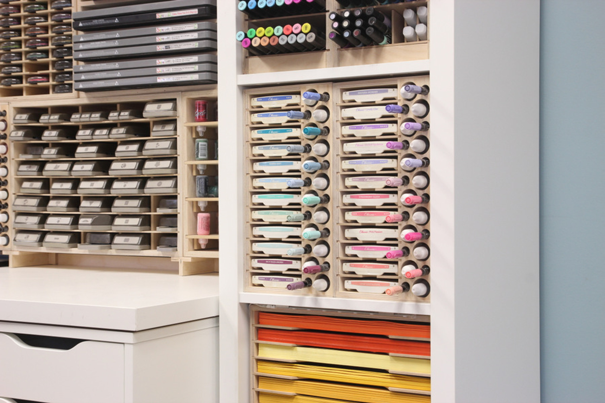 Wooden Paint Rack, Pigment Inks Storage Organizer, Marker Pen Storage