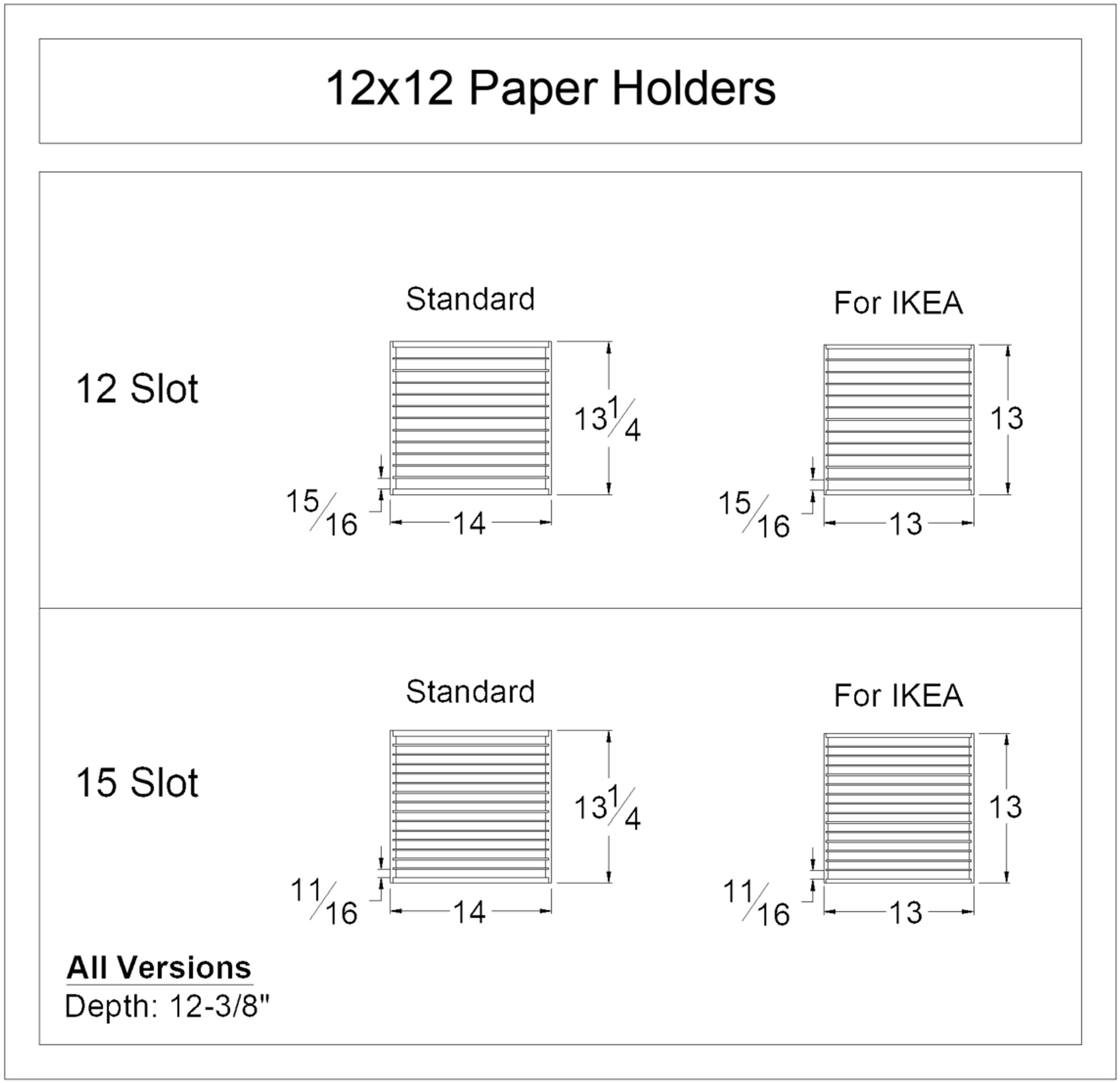 12x12 Craft Paper Holder  Cardstock and Scrapbooking Paper Storage