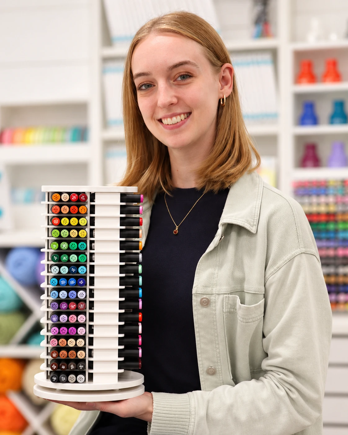 Kate with the Marker Carousel for OLO marker halves