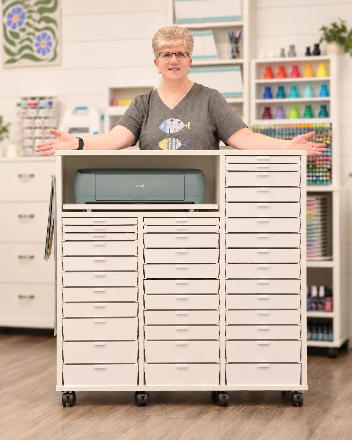 Sue C. with the Cutting Machine Cabinet