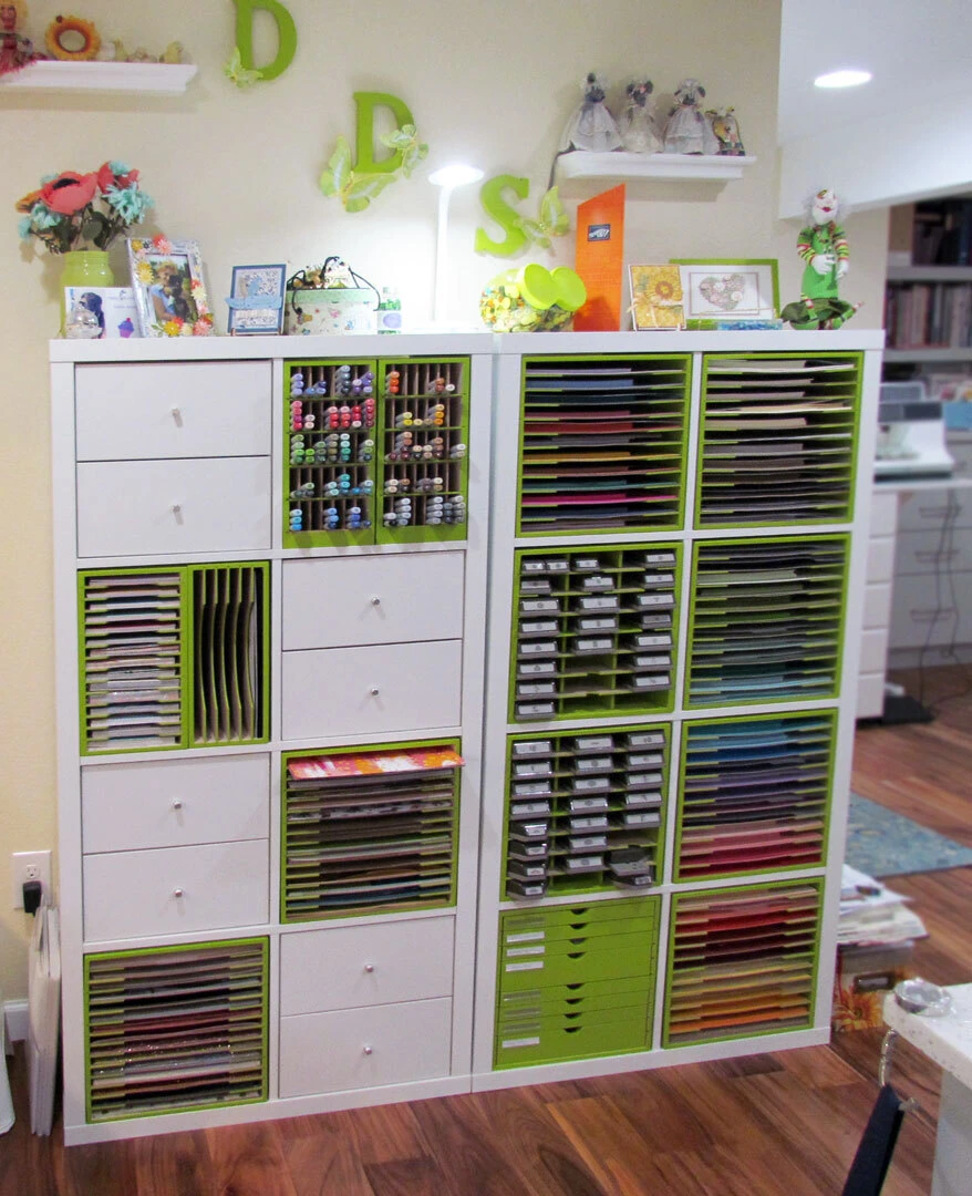 Wendy's Paper Sleeves holding cardstock scraps next to matching full sheets in each Paper Holder slot