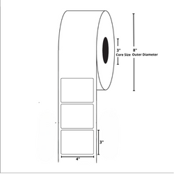 4"x3" Inch, Polypropylene Thermal Transfer, 3 Inch Core