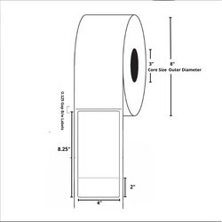 4x8.25 UPS Direct Thermal Shipping Labels with 2" DOC Tabs 3" Core