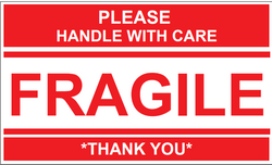 3" x 5" "Fragile" Label, Paper, 500 Labels Per Roll