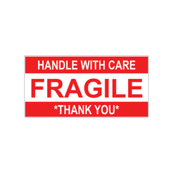 1.5" x 3" "Handle With Care" Label, Paper, 500 Labels Per Roll