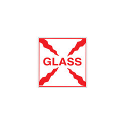 4" x 4" "Glass" Label, Paper, 500 Labels Per Roll