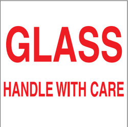 4" x 4" "Glass" Label, Paper, 500 Labels Per Roll