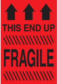 4" x 6" "Fragile" Label, Paper, 500 Labels Per Roll