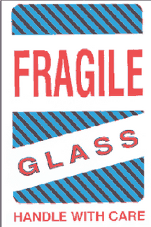 4" x 6" "Glass" Label, Paper, 500 Labels Per Roll