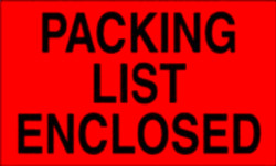 3" x 5" "Packing List Enclosed" Label, Paper, 500 Labels Per Roll