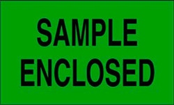 3" x 5" "Sample Enclosed" Label, Paper, 500 Labels Per Roll