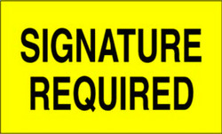 3" x 5" "Signature Required" Label, Paper, 500 Labels Per Roll