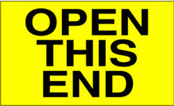 3" x 5" "Open This End" Label, Paper, 500 Labels Per Roll