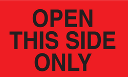 3" x 5" "Open This Side" Label, Paper, 500 Labels Per Roll