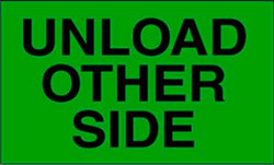 3" x 5" "Unload Other Side" Label, Paper, 500 Labels Per Roll