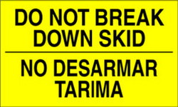 3" x 5" "Do Not Break Down Skid" Label, Paper, 500 Labels Per Roll
