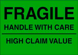 8" x 10" "Fragile" Label, Paper, 250 Labels Per Roll