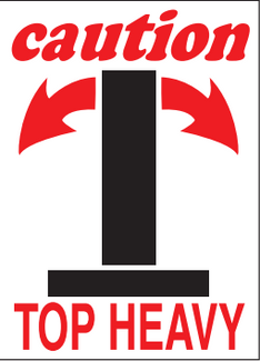 4" x 6" "Caution Top Heavy" Label, Paper, 500 Labels Per Roll