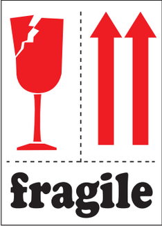 4" x 6" "Fragile" Label, Paper, 500 Labels Per Roll
