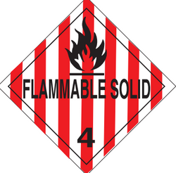 4" x 4" "Flammable Solid 4" Label, Paper, 500 Labels Per Roll