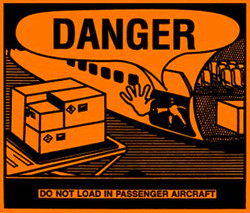 4.375" x 5" "Danger Aircraft" Label, Paper, 500 Labels Per Roll