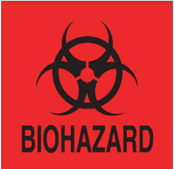 4" x 4" "Biohazard" Label, Paper, 500 Labels Per Roll