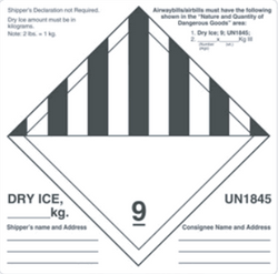 6" x 6" "Dry Ice" Label, Paper, 500 Labels Per Roll