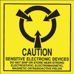 4" x 4" "Sensitive Electronic Devices" Label, Paper, 500 Labels Per Roll