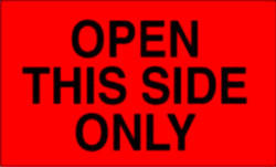 2" x 3" "Open This Side Only" Label, Paper, 500 Labels Per Roll