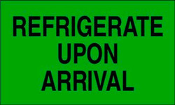 2" x 3" "Refrigerate Upon Arrival" Label, Paper, 500 Labels Per Roll