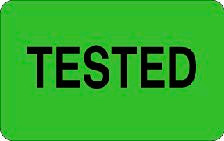 1.25" x 2" "Tested" Label, Paper, 500 Labels Per Roll