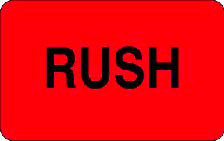 1.25" x 2" "Rush" Label, Paper, 500 Labels Per Roll