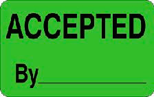 1.25" x 2" "Accepted By ___" Label, Paper, 500 Labels Per Roll