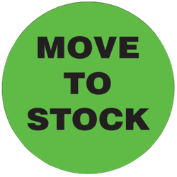 2" Diameter, "Move to Stock" Circle Label, Paper, 500 Labels Per Roll