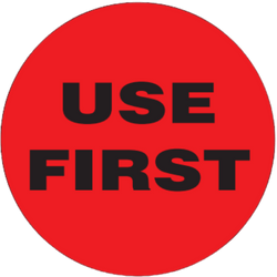 2" Diameter, "Use First" Circle Label, Paper, 500 Labels Per Roll