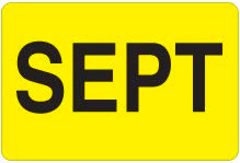 2" x 3" "September" Label, Paper, 500 Labels Per Roll