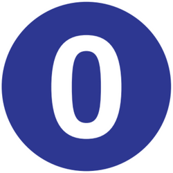 2" Diameter, "Zero" Circle Label, Paper, 500 Labels Per Roll