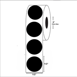 1/2” Diameter, Blank Circle Label, Paper, 1000 Labels Per Roll