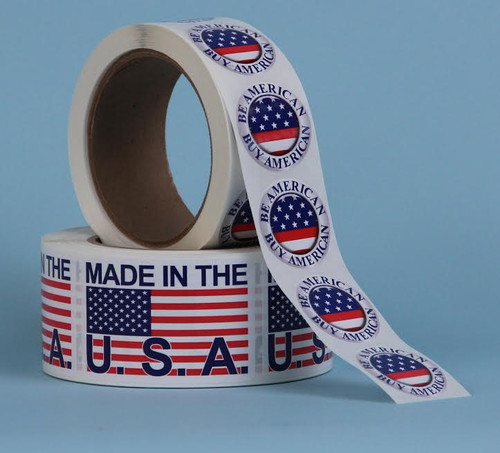 1.5x1.5 Permanent Adhesive Thermal Transfer Preprinted Made in the USA Label Rolls 3" Core