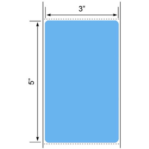 3x5 Blue Floodcoated Direct Thermal Labels 3" Core