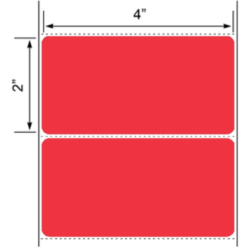 4x2 Red Floodcoated Direct Thermal Labels 3" Core