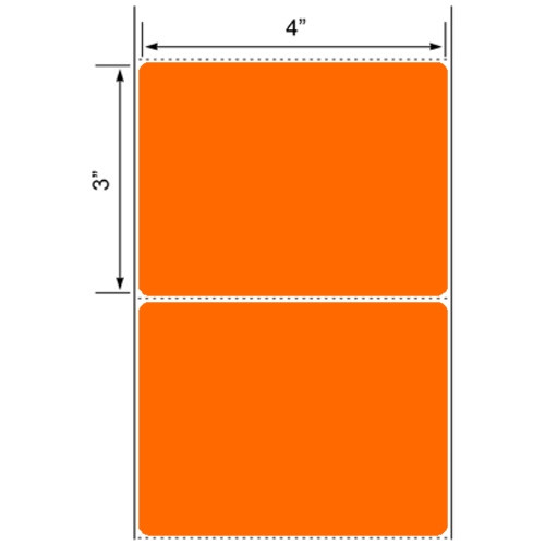 4x3 Orange Floodcoated Direct Thermal Labels 3" Core
