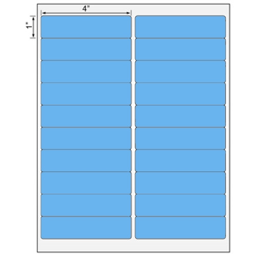 4x1 Blue Floodcoated Direct Thermal Labels 1" Core