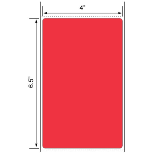 4x6.5 Red Floodcoated Direct Thermal Labels 1" Core