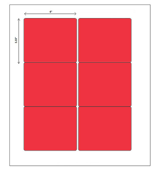 4x3.33 Permanent Adhesive Flourescent Red Laser Sheets
