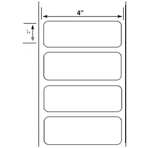 4X2 Removable Adhesive White Thermal Transfer Label Rolls 1 inch Core