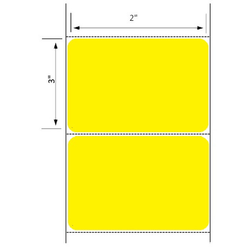 2x3 Floodcoated Yellow Thermal Transfer Label Rolls 3" Core 8 inch O.D.