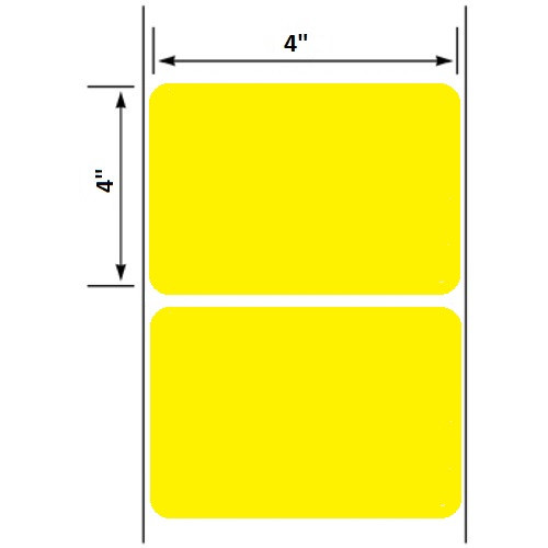 4x4 Floodcoated Yellow Thermal Transfer Label Rolls 3" Core 8 inch O.D.