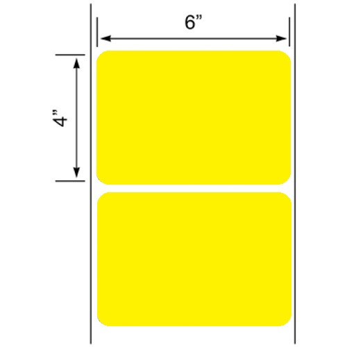 6x4 Floodcoated Yellow Thermal Transfer Label Rolls 3" Core 8 inch O.D.